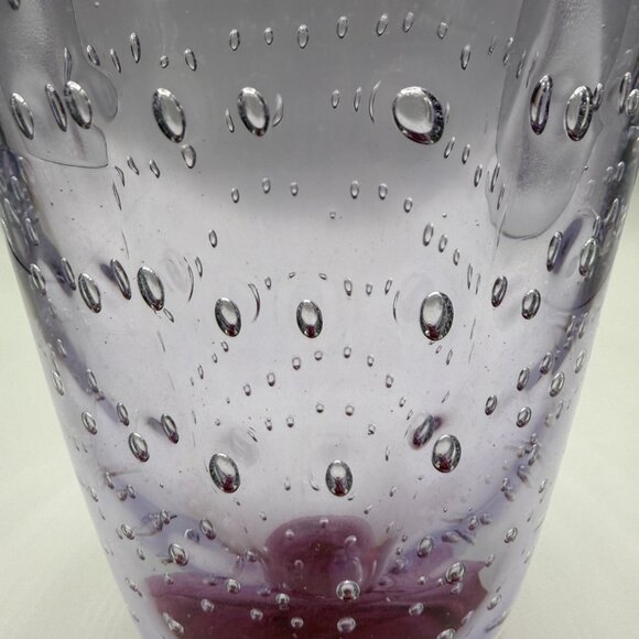 Vintage Hand Blown Controlled Bubble Cranberry Glass Vase - Picture 3 of 8